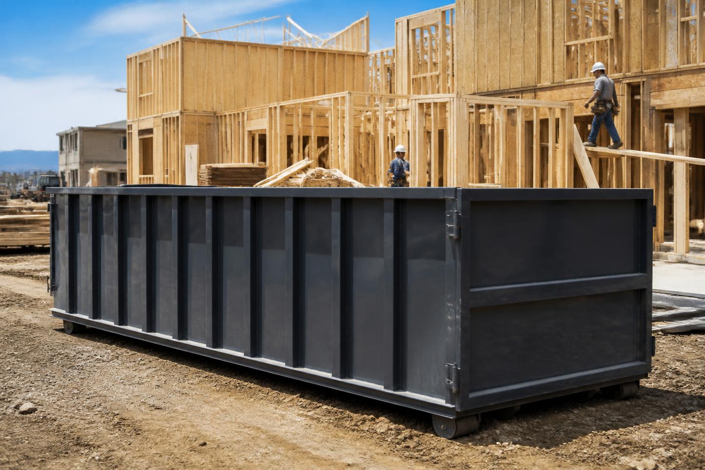 Large roll-off dumpster on an active construction site